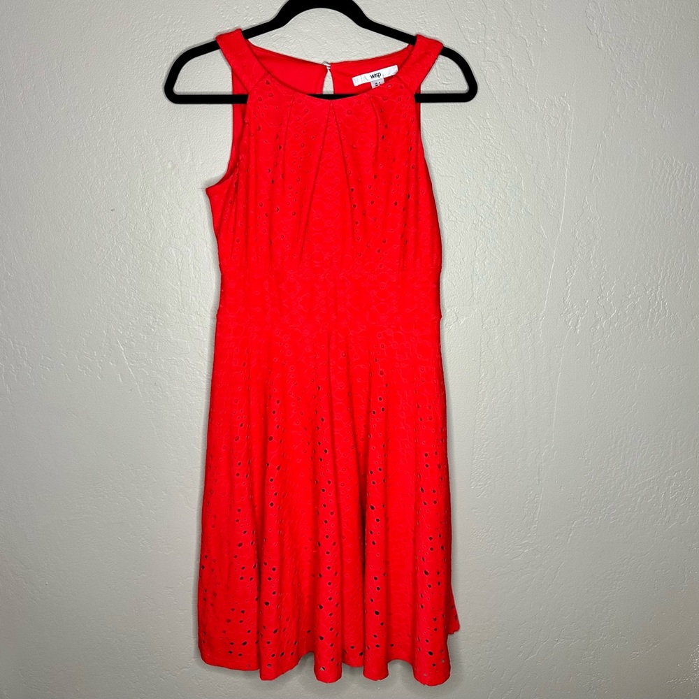 Madi Eyelet Knit Dress - Red - Wisp - Size 6